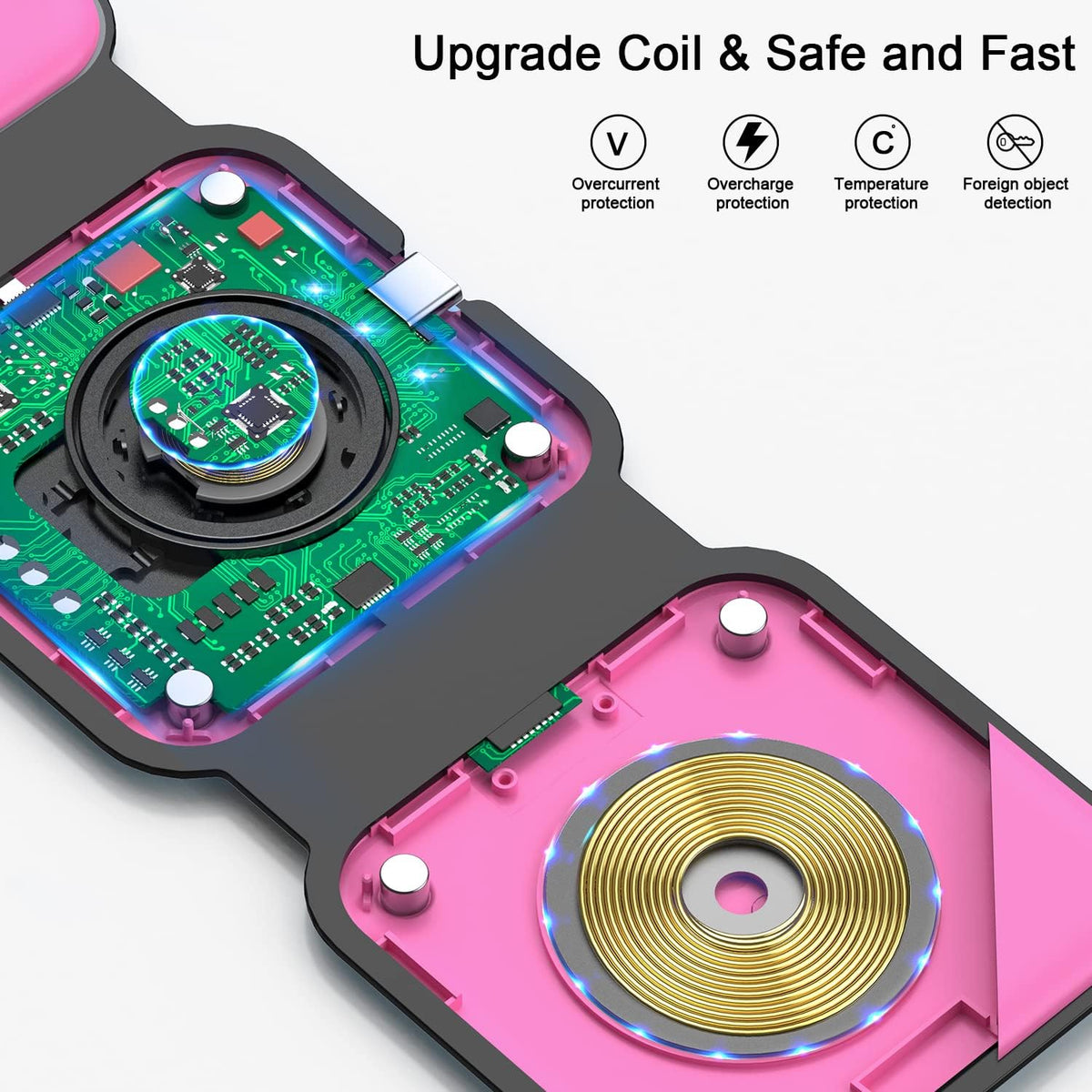 3 in 1 Wireless Charging Station for Apple,Foldable Magnetic Travel Charger