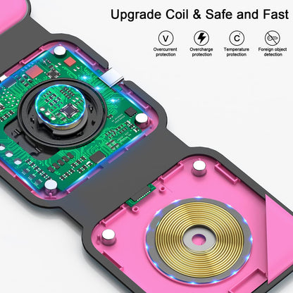 3 in 1 Wireless Charging Station for Apple,Foldable Magnetic Travel Charger