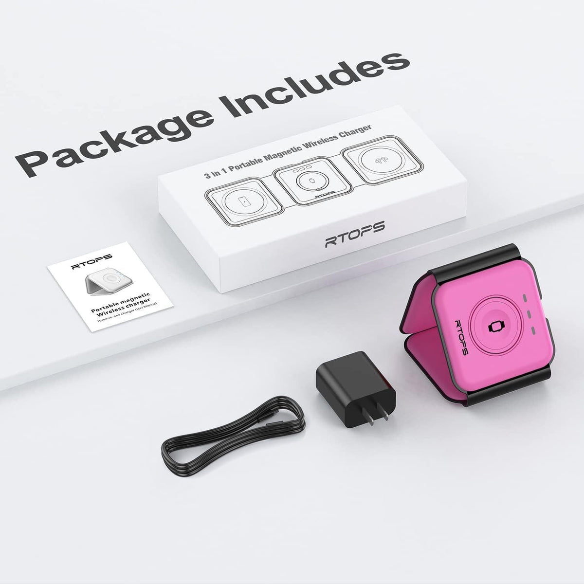 3 in 1 Wireless Charging Station for Apple,Foldable Magnetic Travel Charger