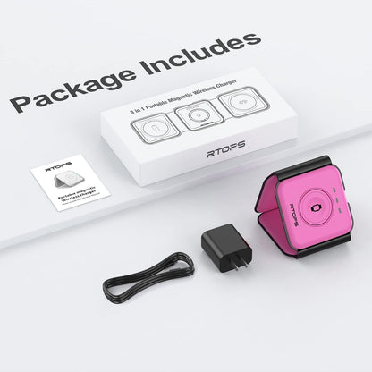 3 in 1 Wireless Charging Station for Apple,Foldable Magnetic Travel Charger