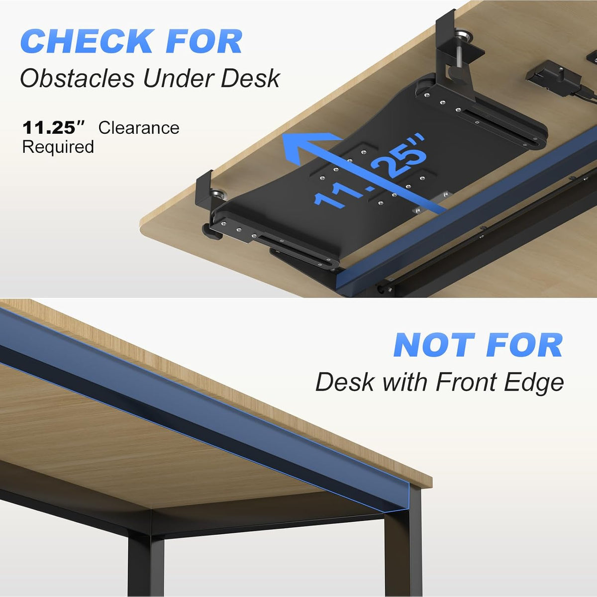 Keyboard Tray Under Desk Pull Out with C Clamp Mount, Computer Keyboard & Mouse Tray, 25.6 (30 Including Clamps) x 11.8 inch Slide-Out Platform Computer Drawer for Typing, Black, DSF1