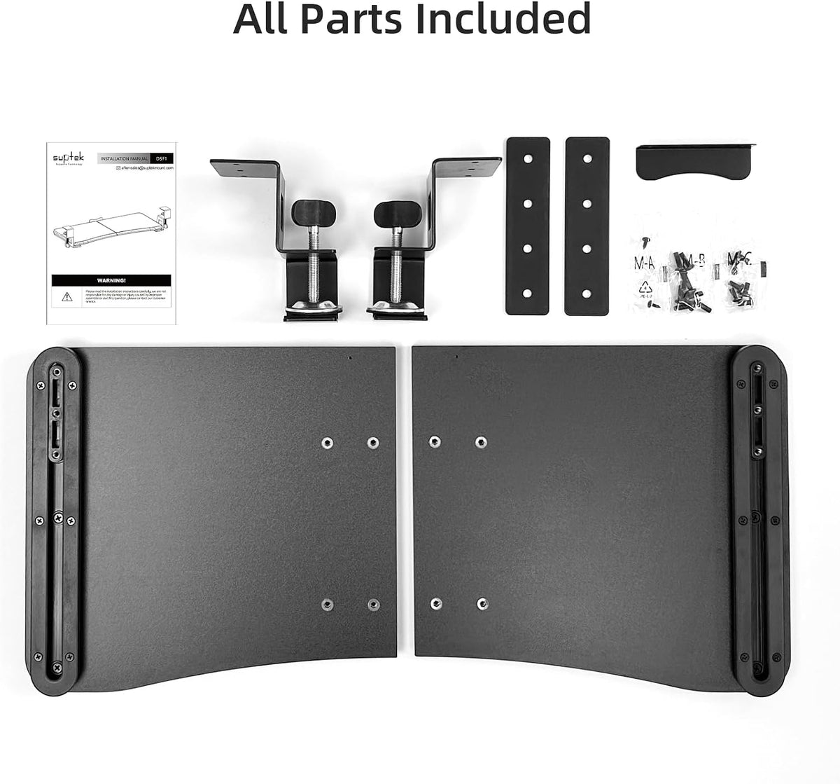 Keyboard Tray Under Desk Pull Out with C Clamp Mount, Computer Keyboard & Mouse Tray, 25.6 (30 Including Clamps) x 11.8 inch Slide-Out Platform Computer Drawer for Typing, Black, DSF1