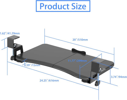 Keyboard Tray Under Desk Pull Out with C Clamp Mount, Computer Keyboard & Mouse Tray, 25.6 (30 Including Clamps) x 11.8 inch Slide-Out Platform Computer Drawer for Typing, Black, DSF1