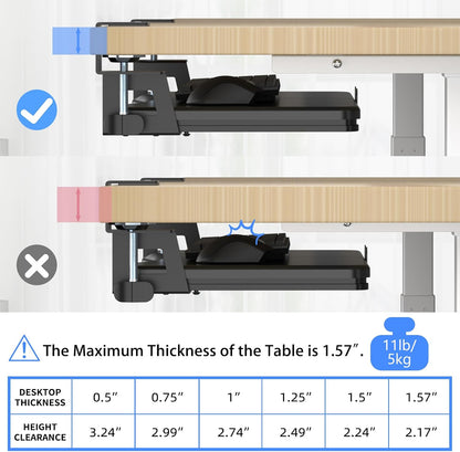Keyboard Tray Under Desk Pull Out with C Clamp Mount, Computer Keyboard & Mouse Tray, 25.6 (30 Including Clamps) x 11.8 inch Slide-Out Platform Computer Drawer for Typing, Black, DSF1