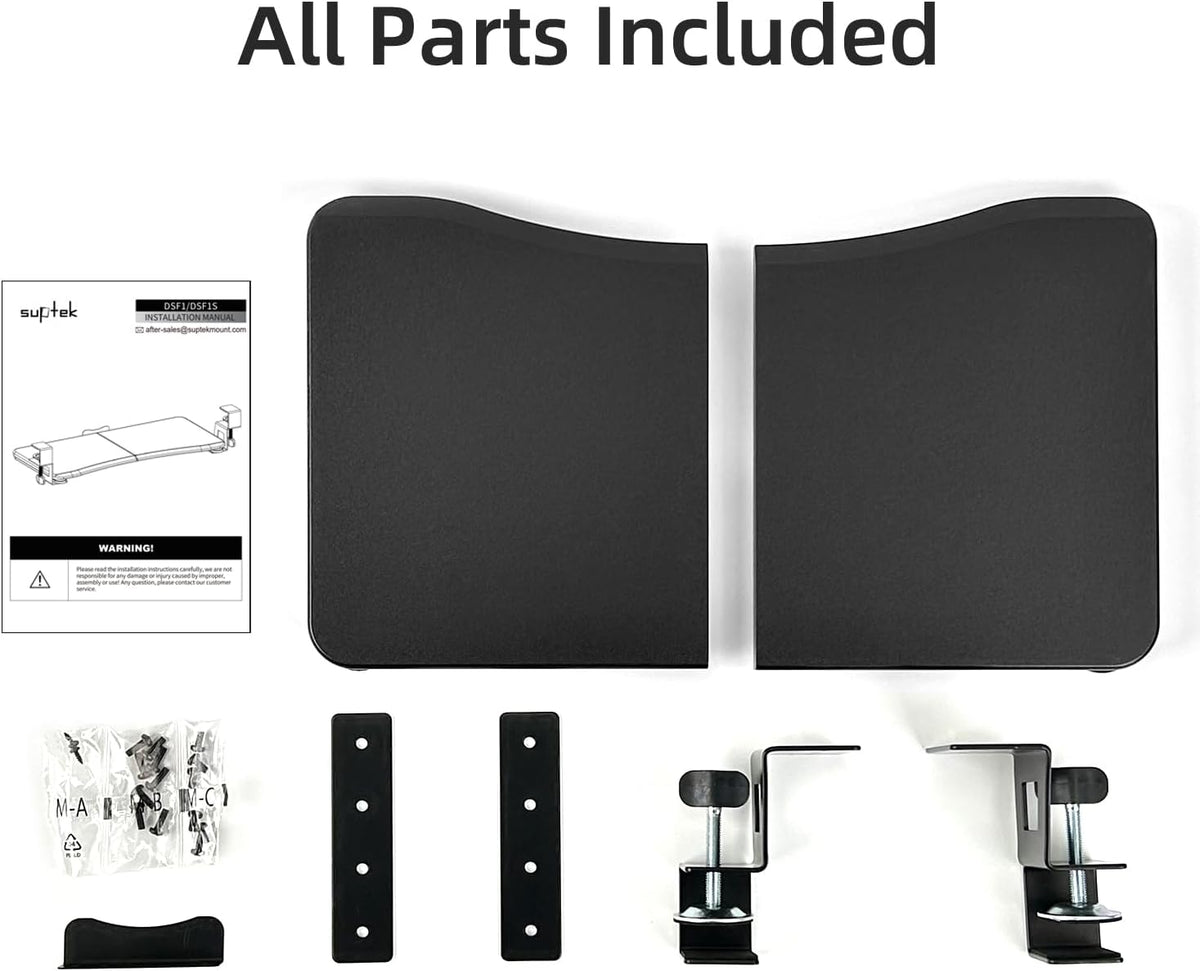 Keyboard Tray Under Desk Pull Out with C Clamp Mount, Computer Keyboard & Mouse Tray, 25.6 (30 Including Clamps) x 11.8 inch Slide-Out Platform Computer Drawer for Typing, Black, DSF1