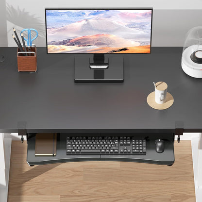 Keyboard Tray Under Desk Pull Out with C Clamp Mount, Computer Keyboard & Mouse Tray, 25.6 (30 Including Clamps) x 11.8 inch Slide-Out Platform Computer Drawer for Typing, Black, DSF1