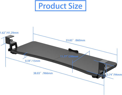 Keyboard Tray Under Desk Pull Out with C Clamp Mount, Computer Keyboard & Mouse Tray, 25.6 (30 Including Clamps) x 11.8 inch Slide-Out Platform Computer Drawer for Typing, Black, DSF1