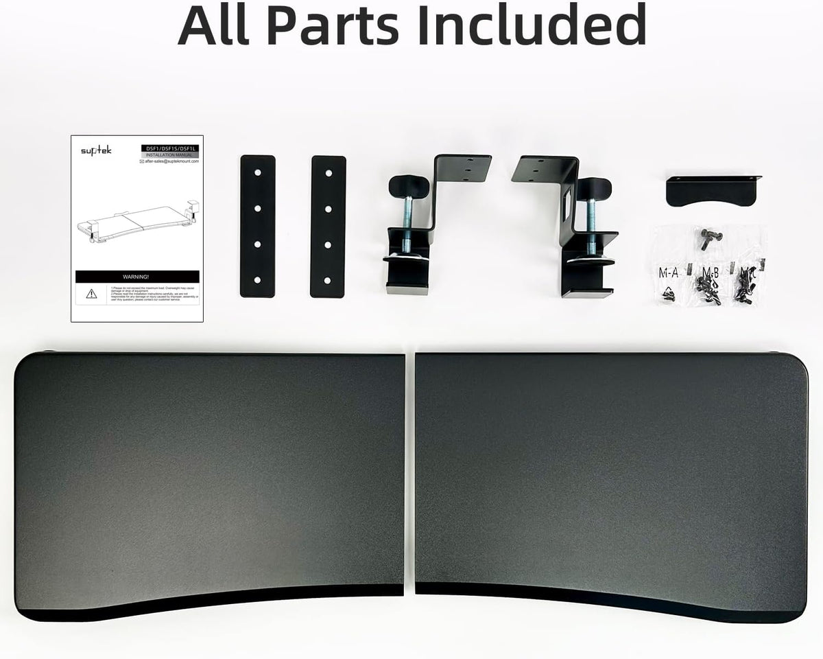Keyboard Tray Under Desk Pull Out with C Clamp Mount, Computer Keyboard & Mouse Tray, 25.6 (30 Including Clamps) x 11.8 inch Slide-Out Platform Computer Drawer for Typing, Black, DSF1