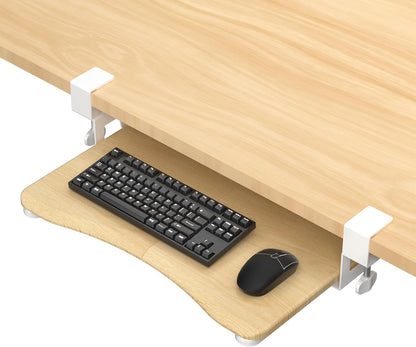 Keyboard Tray Under Desk Pull Out with C Clamp Mount, Computer Keyboard & Mouse Tray, 25.6 (30 Including Clamps) x 11.8 inch Slide-Out Platform Computer Drawer for Typing, Black, DSF1