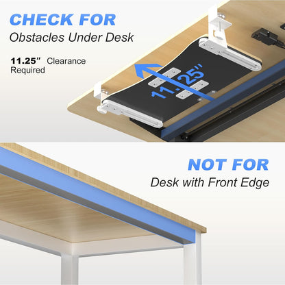 Keyboard Tray Under Desk Pull Out with C Clamp Mount, Computer Keyboard & Mouse Tray, 25.6 (30 Including Clamps) x 11.8 inch Slide-Out Platform Computer Drawer for Typing, Black, DSF1