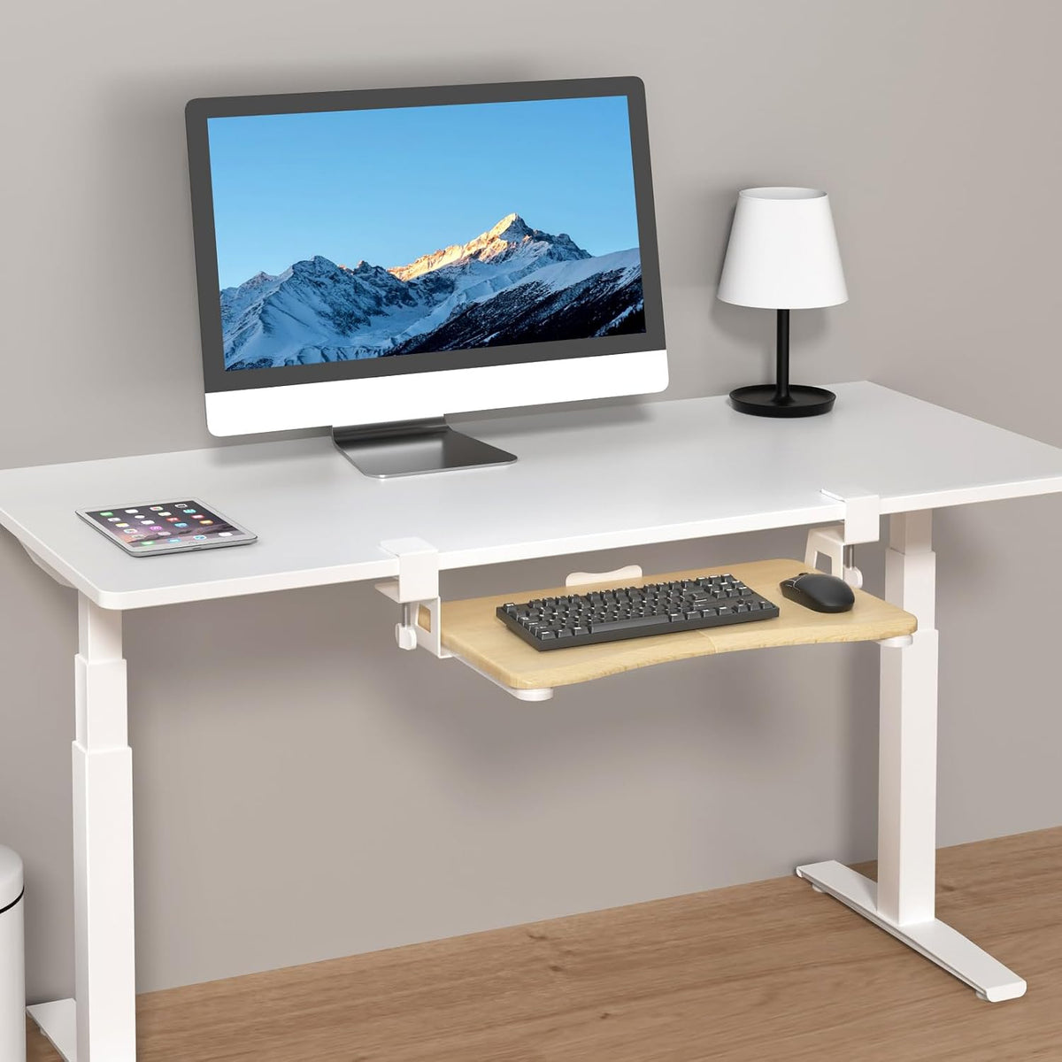 Keyboard Tray Under Desk Pull Out with C Clamp Mount, Computer Keyboard & Mouse Tray, 25.6 (30 Including Clamps) x 11.8 inch Slide-Out Platform Computer Drawer for Typing, Black, DSF1
