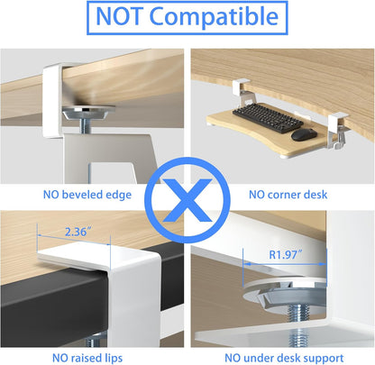 Keyboard Tray Under Desk Pull Out with C Clamp Mount, Computer Keyboard & Mouse Tray, 25.6 (30 Including Clamps) x 11.8 inch Slide-Out Platform Computer Drawer for Typing, Black, DSF1