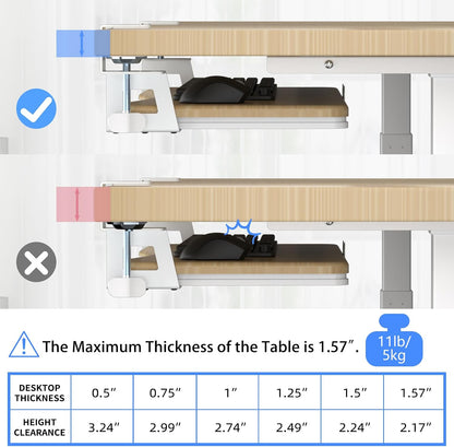 Keyboard Tray Under Desk Pull Out with C Clamp Mount, Computer Keyboard & Mouse Tray, 25.6 (30 Including Clamps) x 11.8 inch Slide-Out Platform Computer Drawer for Typing, Black, DSF1