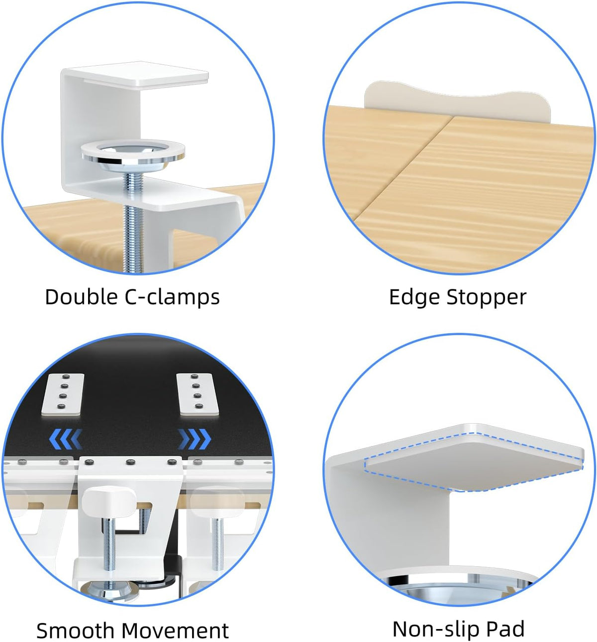 Keyboard Tray Under Desk Pull Out with C Clamp Mount, Computer Keyboard & Mouse Tray, 25.6 (30 Including Clamps) x 11.8 inch Slide-Out Platform Computer Drawer for Typing, Black, DSF1