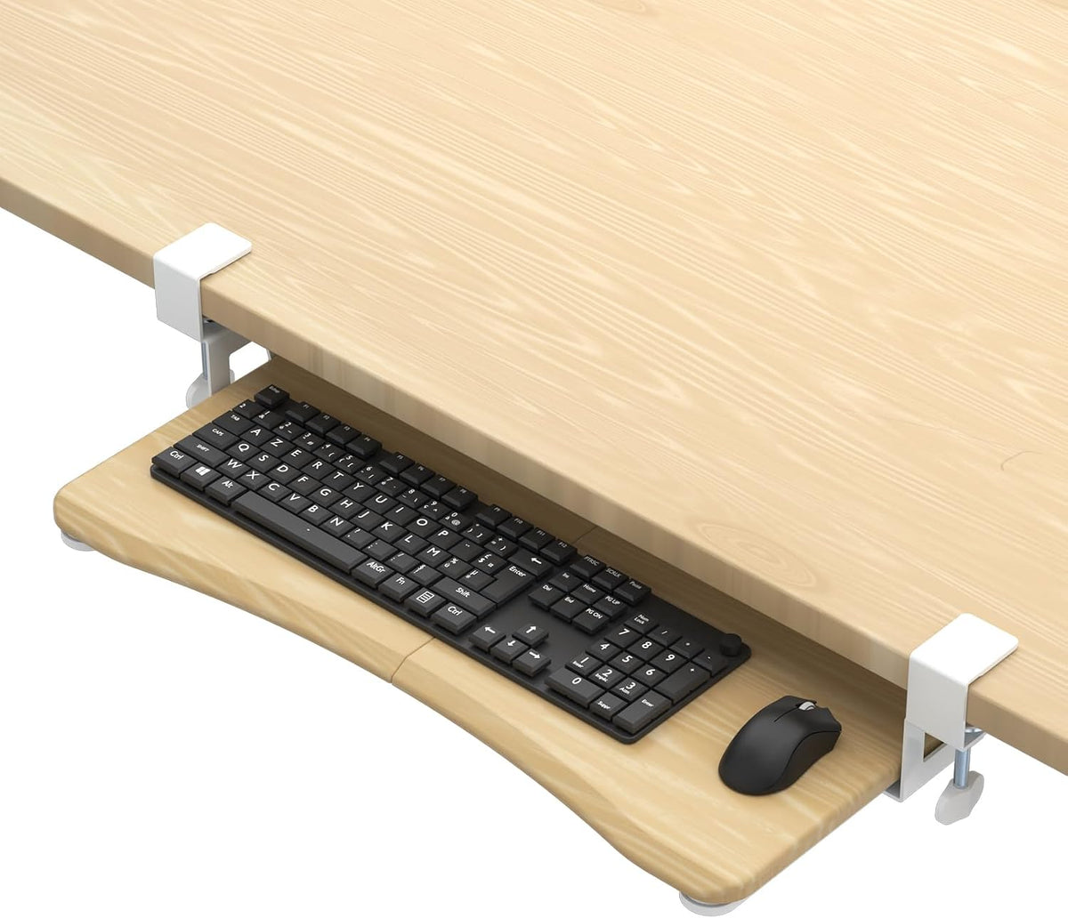 Keyboard Tray Under Desk Pull Out with C Clamp Mount, Computer Keyboard & Mouse Tray, 25.6 (30 Including Clamps) x 11.8 inch Slide-Out Platform Computer Drawer for Typing, Black, DSF1
