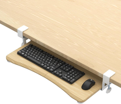 Keyboard Tray Under Desk Pull Out with C Clamp Mount, Computer Keyboard & Mouse Tray, 25.6 (30 Including Clamps) x 11.8 inch Slide-Out Platform Computer Drawer for Typing, Black, DSF1