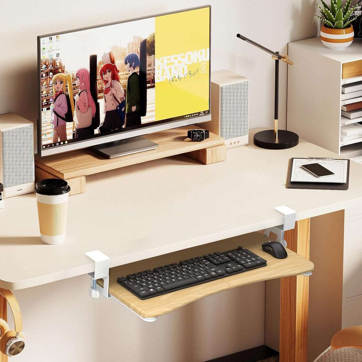Keyboard Tray Under Desk Pull Out with C Clamp Mount, Computer Keyboard & Mouse Tray, 25.6 (30 Including Clamps) x 11.8 inch Slide-Out Platform Computer Drawer for Typing, Black, DSF1