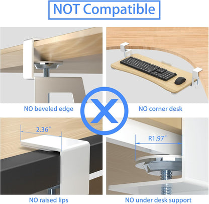 Keyboard Tray Under Desk Pull Out with C Clamp Mount, Computer Keyboard & Mouse Tray, 25.6 (30 Including Clamps) x 11.8 inch Slide-Out Platform Computer Drawer for Typing, Black, DSF1