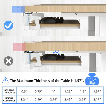 Keyboard Tray Under Desk Pull Out with C Clamp Mount, Computer Keyboard & Mouse Tray, 25.6 (30 Including Clamps) x 11.8 inch Slide-Out Platform Computer Drawer for Typing, Black, DSF1