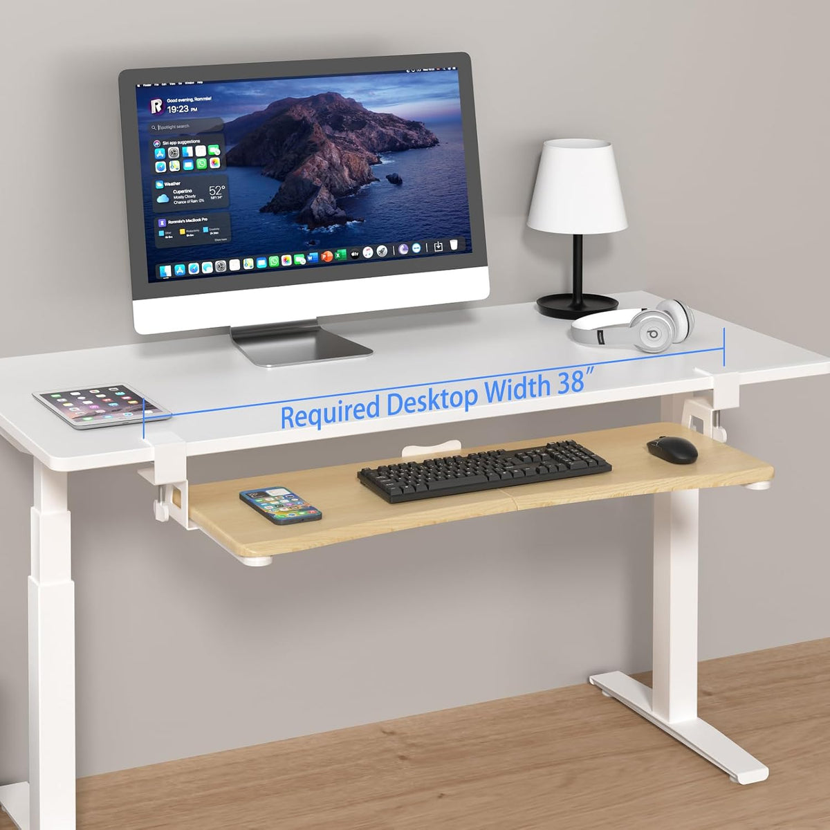 Keyboard Tray Under Desk Pull Out with C Clamp Mount, Computer Keyboard & Mouse Tray, 25.6 (30 Including Clamps) x 11.8 inch Slide-Out Platform Computer Drawer for Typing, Black, DSF1