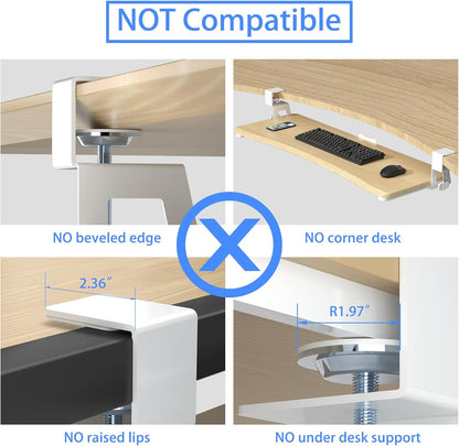 Keyboard Tray Under Desk Pull Out with C Clamp Mount, Computer Keyboard & Mouse Tray, 25.6 (30 Including Clamps) x 11.8 inch Slide-Out Platform Computer Drawer for Typing, Black, DSF1