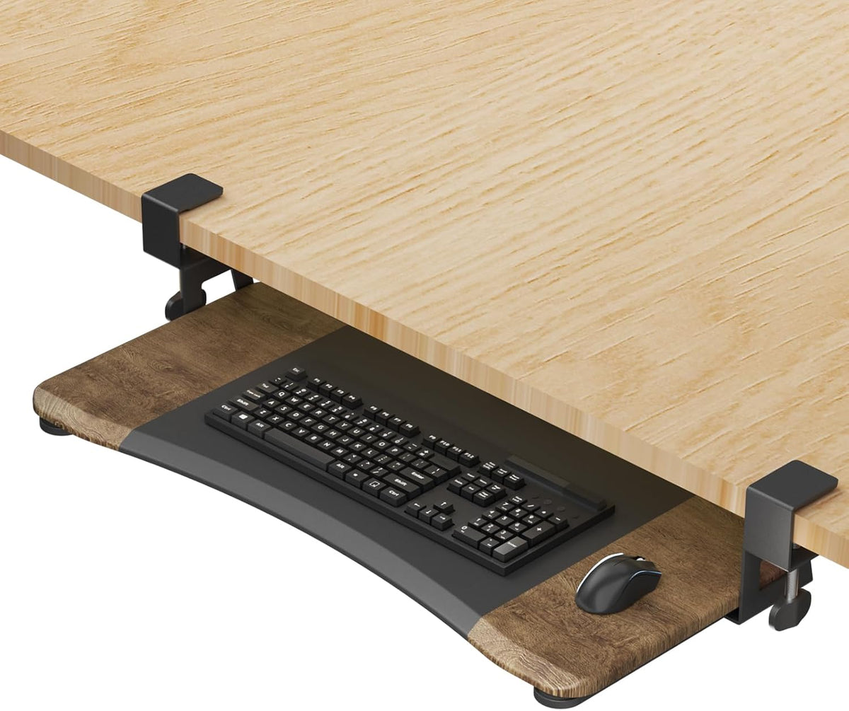 Keyboard Tray Under Desk Pull Out with C Clamp Mount, Computer Keyboard & Mouse Tray, 25.6 (30 Including Clamps) x 11.8 inch Slide-Out Platform Computer Drawer for Typing, Black, DSF1