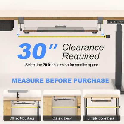 Keyboard Tray Under Desk Pull Out with C Clamp Mount, Computer Keyboard & Mouse Tray, 25.6 (30 Including Clamps) x 11.8 inch Slide-Out Platform Computer Drawer for Typing, Black, DSF1
