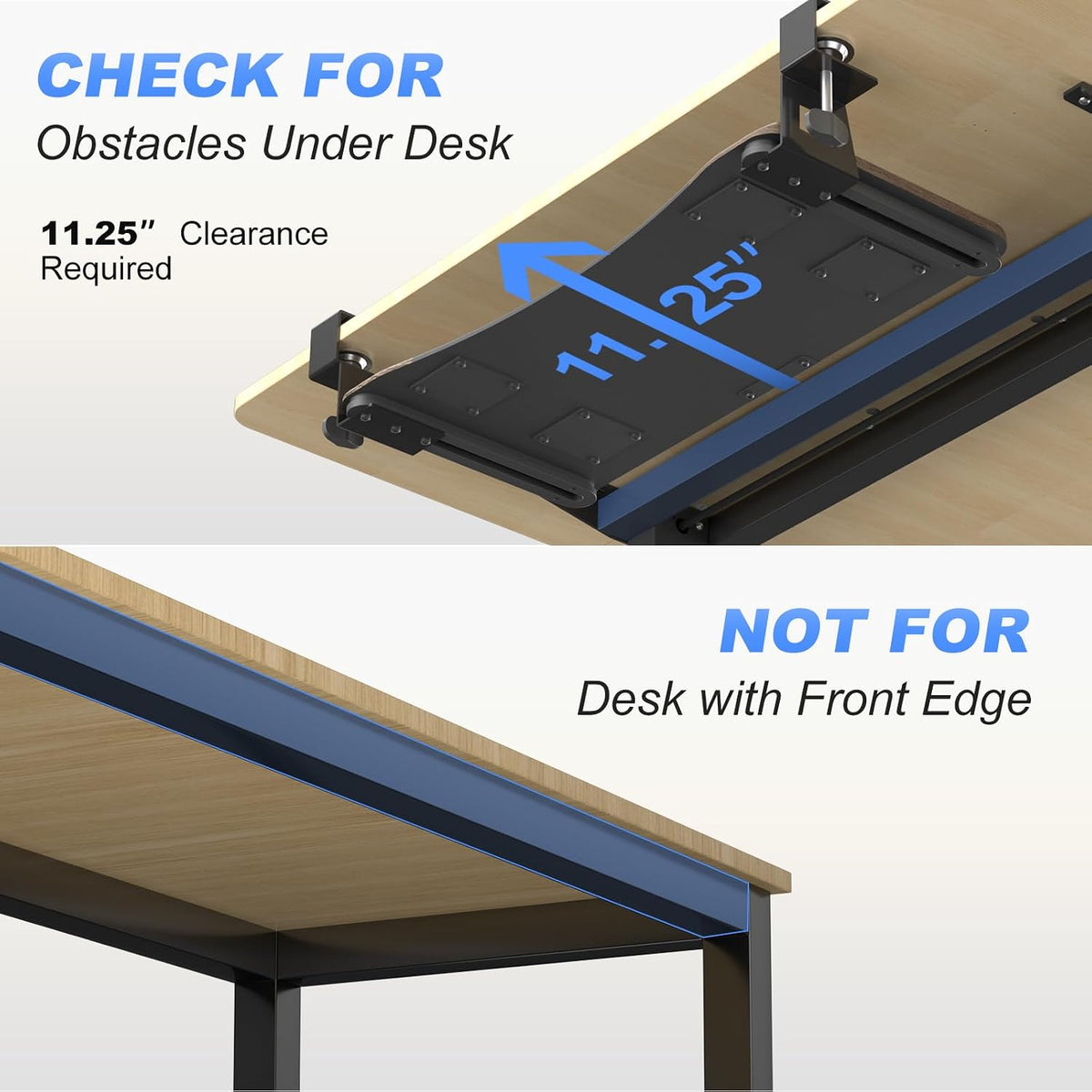 Keyboard Tray Under Desk Pull Out with C Clamp Mount, Computer Keyboard & Mouse Tray, 25.6 (30 Including Clamps) x 11.8 inch Slide-Out Platform Computer Drawer for Typing, Black, DSF1