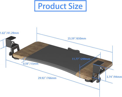 Keyboard Tray Under Desk Pull Out with C Clamp Mount, Computer Keyboard & Mouse Tray, 25.6 (30 Including Clamps) x 11.8 inch Slide-Out Platform Computer Drawer for Typing, Black, DSF1