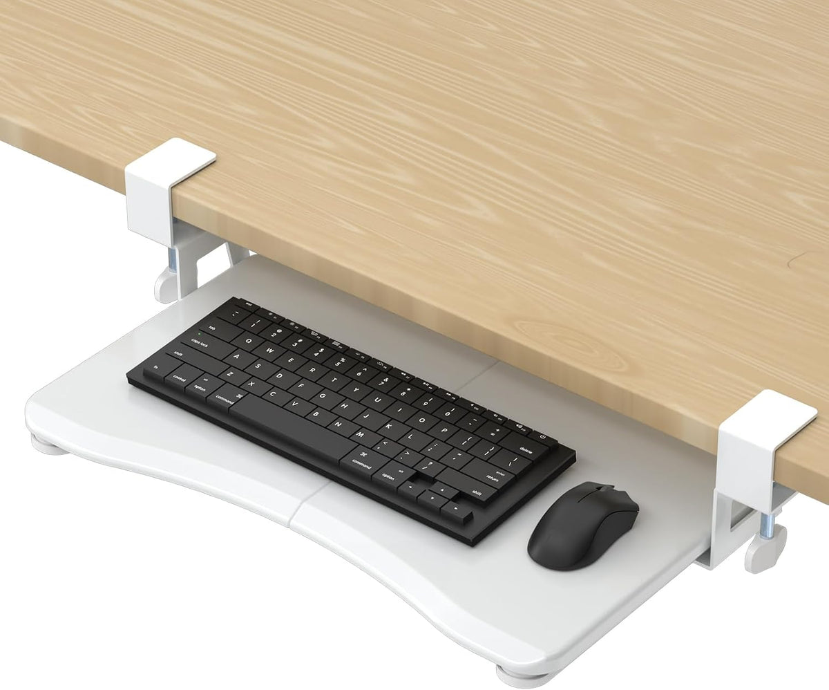 Keyboard Tray Under Desk Pull Out with C Clamp Mount, Computer Keyboard & Mouse Tray, 25.6 (30 Including Clamps) x 11.8 inch Slide-Out Platform Computer Drawer for Typing, Black, DSF1
