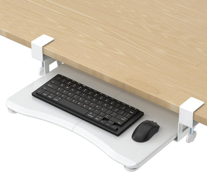 Keyboard Tray Under Desk Pull Out with C Clamp Mount, Computer Keyboard & Mouse Tray, 25.6 (30 Including Clamps) x 11.8 inch Slide-Out Platform Computer Drawer for Typing, Black, DSF1