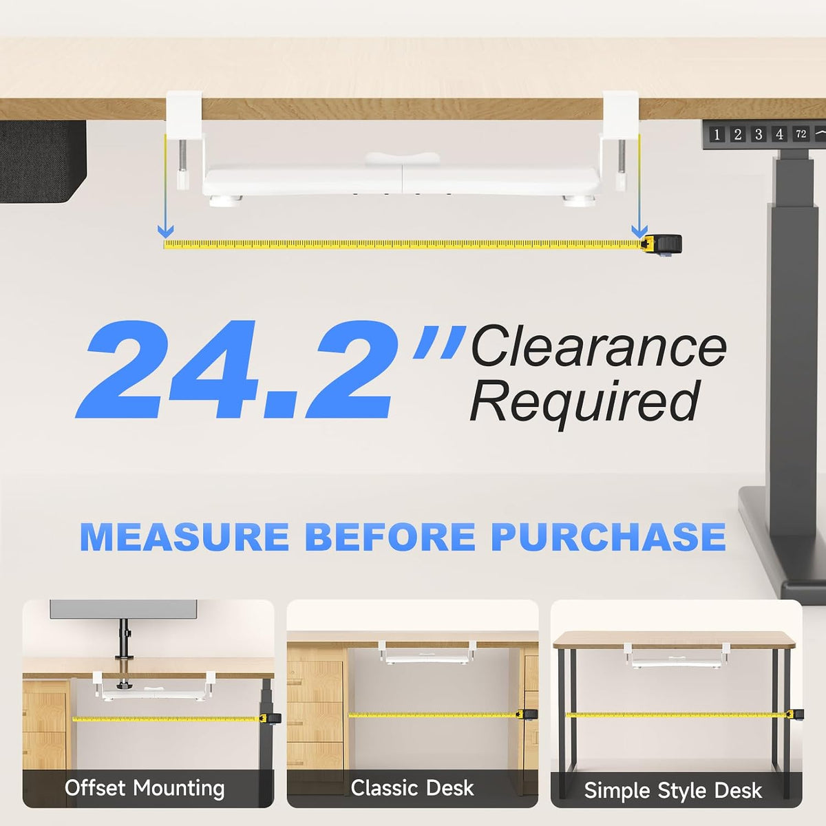 Keyboard Tray Under Desk Pull Out with C Clamp Mount, Computer Keyboard & Mouse Tray, 25.6 (30 Including Clamps) x 11.8 inch Slide-Out Platform Computer Drawer for Typing, Black, DSF1