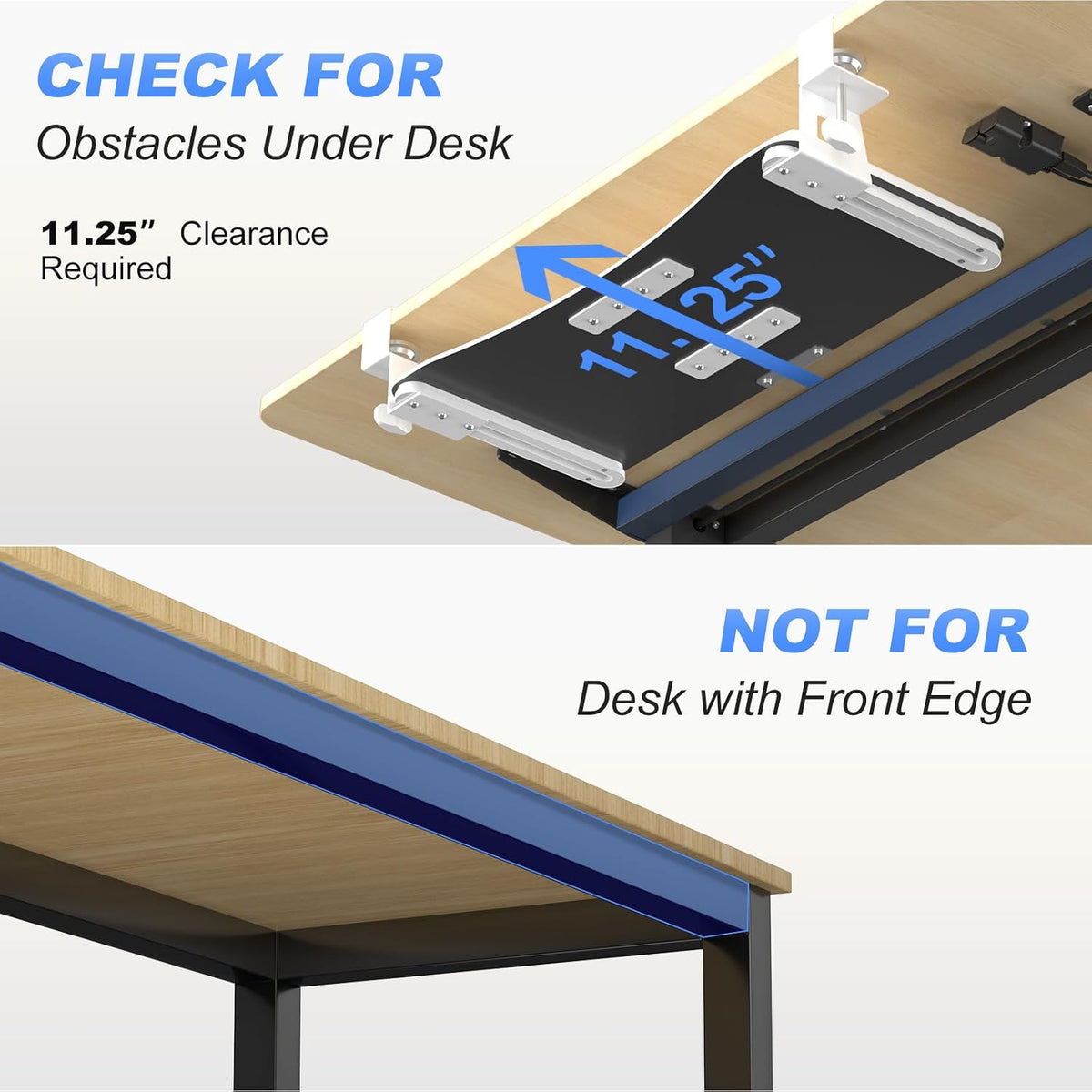 Keyboard Tray Under Desk Pull Out with C Clamp Mount, Computer Keyboard & Mouse Tray, 25.6 (30 Including Clamps) x 11.8 inch Slide-Out Platform Computer Drawer for Typing, Black, DSF1