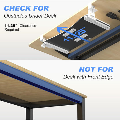Keyboard Tray Under Desk Pull Out with C Clamp Mount, Computer Keyboard & Mouse Tray, 25.6 (30 Including Clamps) x 11.8 inch Slide-Out Platform Computer Drawer for Typing, Black, DSF1