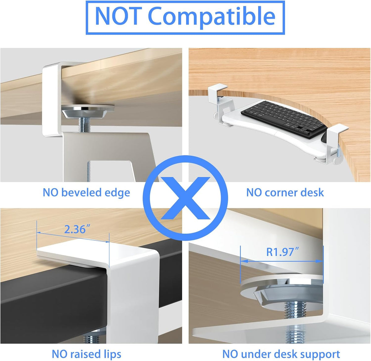 Keyboard Tray Under Desk Pull Out with C Clamp Mount, Computer Keyboard & Mouse Tray, 25.6 (30 Including Clamps) x 11.8 inch Slide-Out Platform Computer Drawer for Typing, Black, DSF1