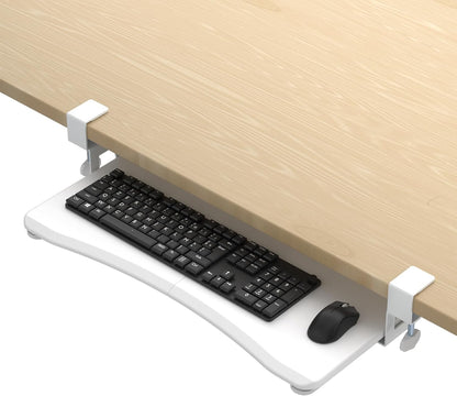 Keyboard Tray Under Desk Pull Out with C Clamp Mount, Computer Keyboard & Mouse Tray, 25.6 (30 Including Clamps) x 11.8 inch Slide-Out Platform Computer Drawer for Typing, Black, DSF1