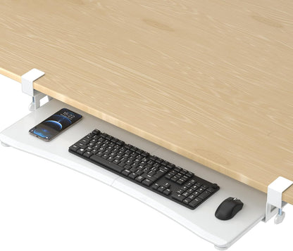 Keyboard Tray Under Desk Pull Out with C Clamp Mount, Computer Keyboard & Mouse Tray, 25.6 (30 Including Clamps) x 11.8 inch Slide-Out Platform Computer Drawer for Typing, Black, DSF1