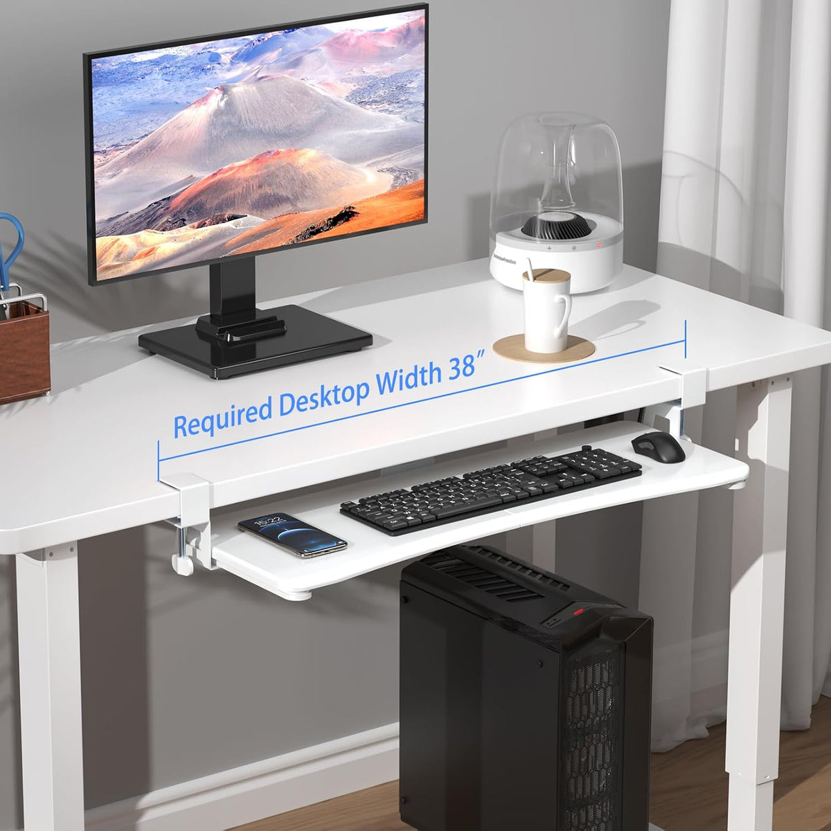 Keyboard Tray Under Desk Pull Out with C Clamp Mount, Computer Keyboard & Mouse Tray, 25.6 (30 Including Clamps) x 11.8 inch Slide-Out Platform Computer Drawer for Typing, Black, DSF1