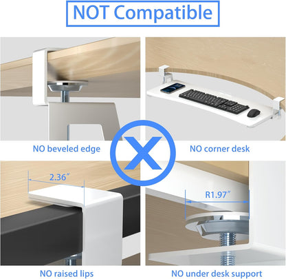 Keyboard Tray Under Desk Pull Out with C Clamp Mount, Computer Keyboard & Mouse Tray, 25.6 (30 Including Clamps) x 11.8 inch Slide-Out Platform Computer Drawer for Typing, Black, DSF1