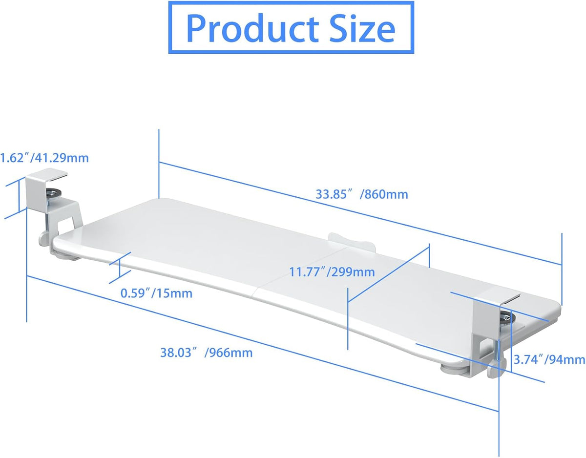 Keyboard Tray Under Desk Pull Out with C Clamp Mount, Computer Keyboard & Mouse Tray, 25.6 (30 Including Clamps) x 11.8 inch Slide-Out Platform Computer Drawer for Typing, Black, DSF1