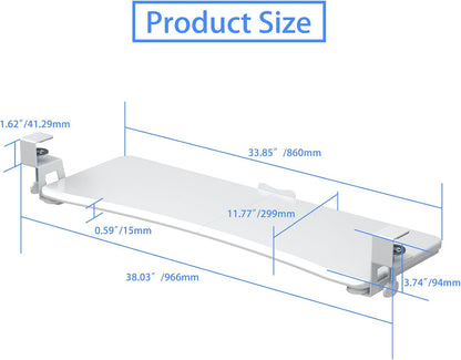 Keyboard Tray Under Desk Pull Out with C Clamp Mount, Computer Keyboard & Mouse Tray, 25.6 (30 Including Clamps) x 11.8 inch Slide-Out Platform Computer Drawer for Typing, Black, DSF1