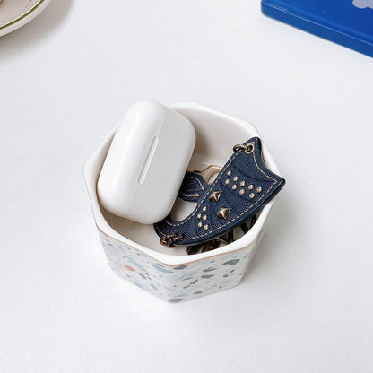 Ceramic Paper Clip Holder Gold Line Paper Clip Dispenser Organizer for Desk Cute Floral Pattern Office Binder Clip Holder Bobby Pin and Hair Clip Holder Gift for Office Mint Flowers