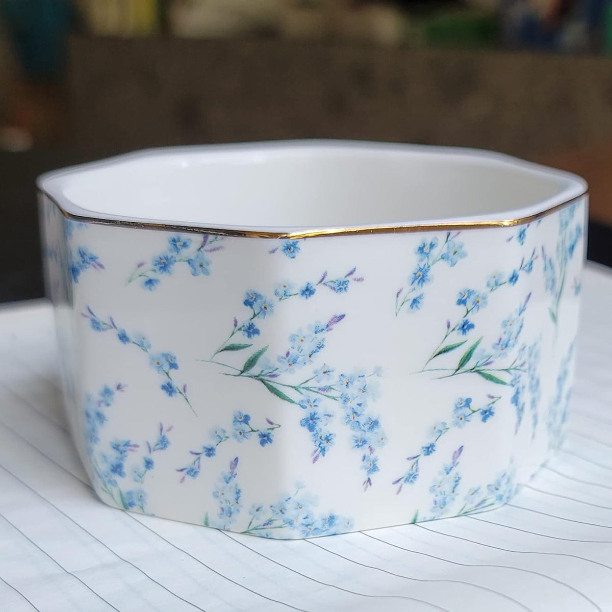 Ceramic Paper Clip Holder Gold Line Paper Clip Dispenser Organizer for Desk Cute Floral Pattern Office Binder Clip Holder Bobby Pin and Hair Clip Holder Gift for Office Mint Flowers