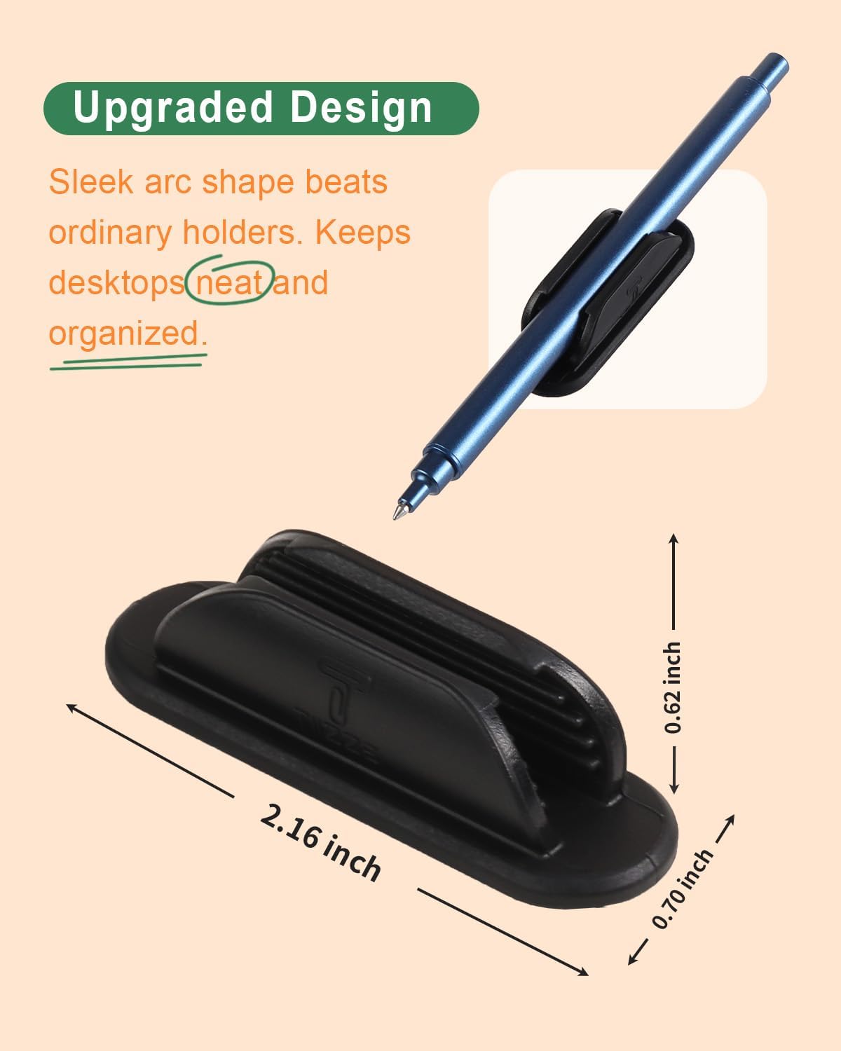 10 Pack Adhesive Pencil Holder for Desk, Silicone Pen Holder for Wall, Clipboard & Laptop with 15 Upgraded Sticky Pads, Rugged Grip Pencil Holders for Classroom Teacher Essentials (Black)