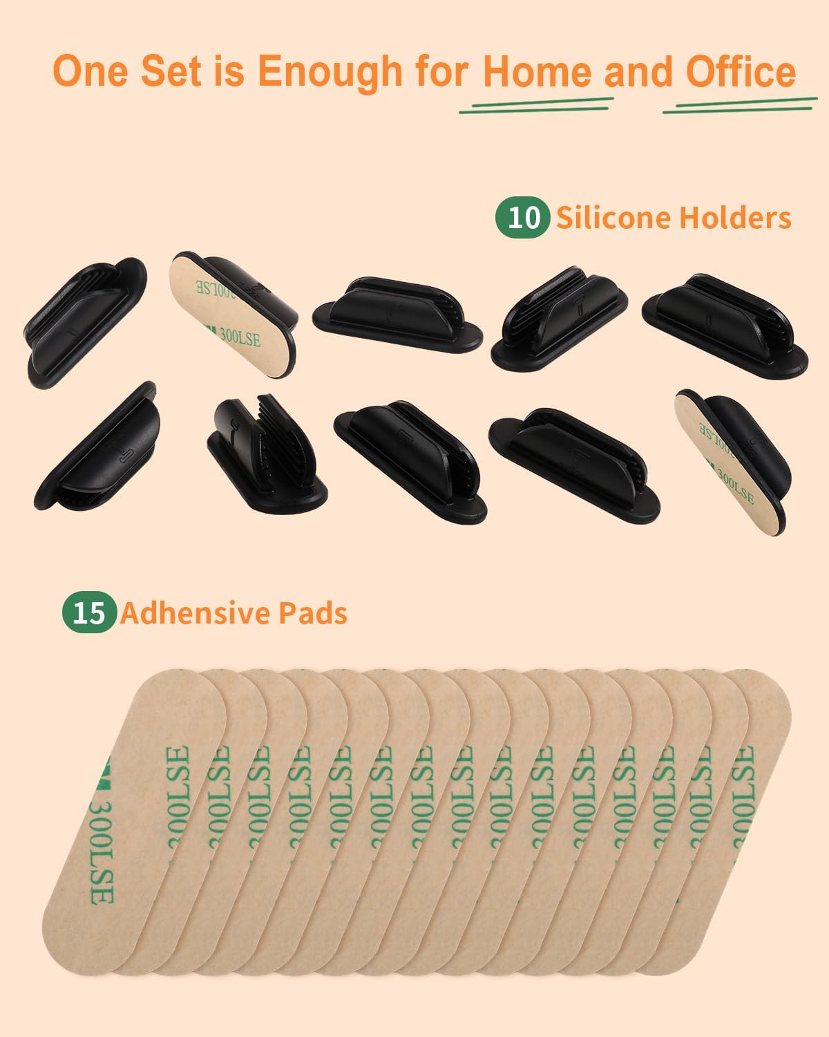 10 Pack Adhesive Pencil Holder for Desk, Silicone Pen Holder for Wall, Clipboard & Laptop with 15 Upgraded Sticky Pads, Rugged Grip Pencil Holders for Classroom Teacher Essentials (Black)
