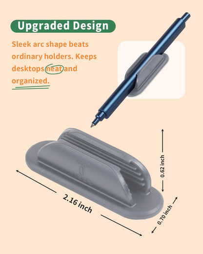 10 Pack Adhesive Pencil Holder for Desk, Silicone Pen Holder for Wall, Clipboard & Laptop with 15 Upgraded Sticky Pads, Rugged Grip Pencil Holders for Classroom Teacher Essentials (Black)