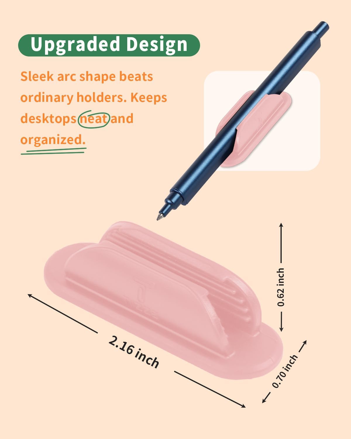 10 Pack Adhesive Pencil Holder for Desk, Silicone Pen Holder for Wall, Clipboard & Laptop with 15 Upgraded Sticky Pads, Rugged Grip Pencil Holders for Classroom Teacher Essentials (Black)