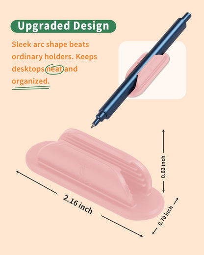 10 Pack Adhesive Pencil Holder for Desk, Silicone Pen Holder for Wall, Clipboard & Laptop with 15 Upgraded Sticky Pads, Rugged Grip Pencil Holders for Classroom Teacher Essentials (Black)