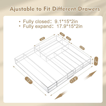 2 Pcs Acrylic Drawer Organizer, 12 x 18 x 2.1'', 8 Compartments