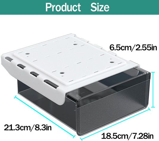 Under Desk Table Drawer Storage Organizer Slide Out, Attachable Hidden Self-Adhesive Under Desk Pencil Tray Drawer for Office/Classroom/Home (Clear Black/M)